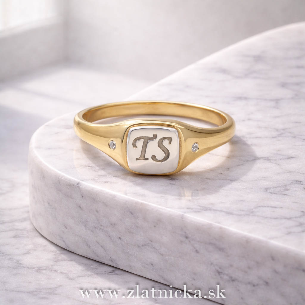 Zlatý pečatný prsteň s diamantmi – výroba prsteňa na mieru